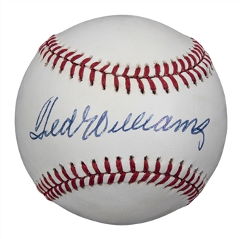Ted Williams Single Signed OAL Brown Baseball (PSA/DNA)